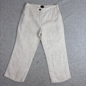 Talbots Womens 4 Petite Khaki Tan 100% Linen Capri Crop Pants